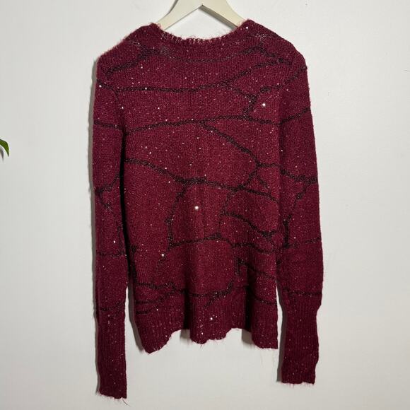 Simply Vera Wang Cardigan Women XL Red Maroon NWT Button Up Long Sleeve Sparkle - Picture 2 of 8